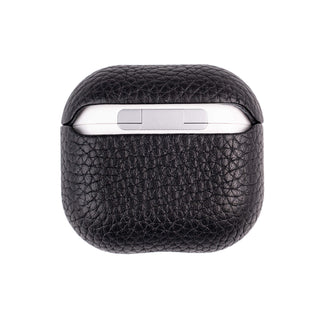 Taylor Leather AirPods 4 Case, Full Grain with Magnetic Cover, Pebble Black - BlackBrook Case