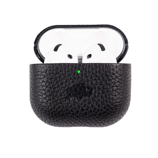 Taylor Leather AirPods 4 Case, Full Grain with Magnetic Cover, Pebble Black - BlackBrook Case