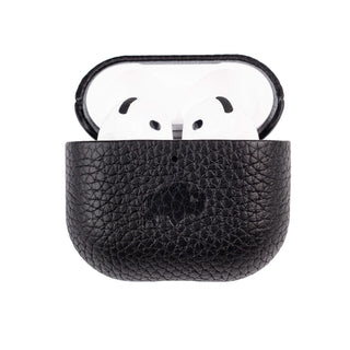 Taylor Leather AirPods 4 Case, Full Grain with Magnetic Cover, Pebble Black - BlackBrook Case