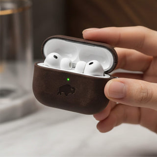 Taylor Leather Case for AirPods Pro 3, Distressed Coffee - BlackBrook Case
