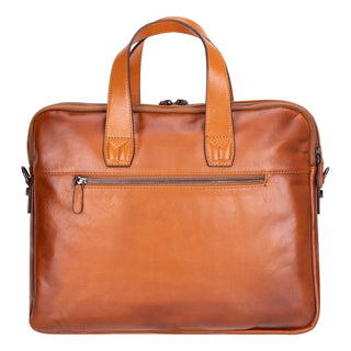 Thasos Leather Business Briefcase / Laptop Case 16", Burnished Tan - UnBranded