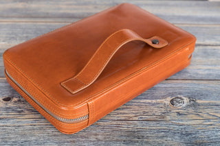 Travel Leather Cable Organizer, Rustic Tan - Bouletta