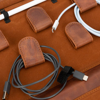 Travel Leather Cable Organizer, Tiguan Brown - Bouletta