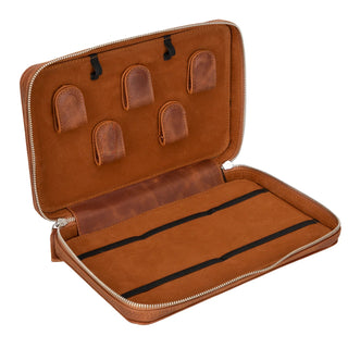 Travel Leather Cable Organizer, Tiguan Brown - Bouletta