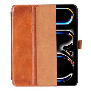 Trigon Leather Folio Case - iPad Air 13" (M2 & M3), Burnished Tan - BlackBrook Case