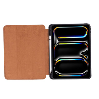 Trigon Leather Folio Case - iPad Mini (A17 Pro - 2024), Burnished Tan - BlackBrook Case