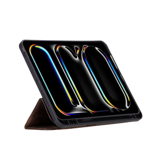 Trigon Leather Folio Case - iPad Mini(A17 Pro - 2024), Distressed Coffee - BlackBrook Case
