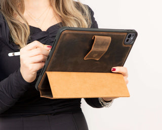 Trigon Leather Folio Case - iPad Mini(A17 Pro - 2024), Distressed Coffee - BlackBrook Case