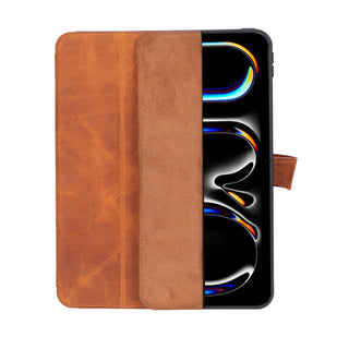 Trigon Leather Folio Case - iPad Pro 11" (2025 - M5), Golden Brown - BlackBrook Case