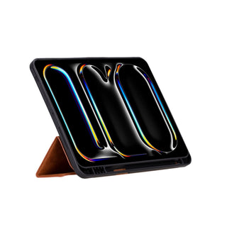 Trigon Leather Folio Case - iPad Pro 11" (2025 - M5), Golden Brown - BlackBrook Case