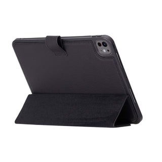Trigon Leather Folio Case - iPad Pro 11" (2025 - M5), Pebble Black - BlackBrook Case
