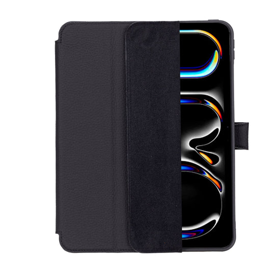 Trigon Leather Folio Wallet Case for iPad Pro Full grain leather folio wallet case with stand angles secure closure and Apple Pencil holder.