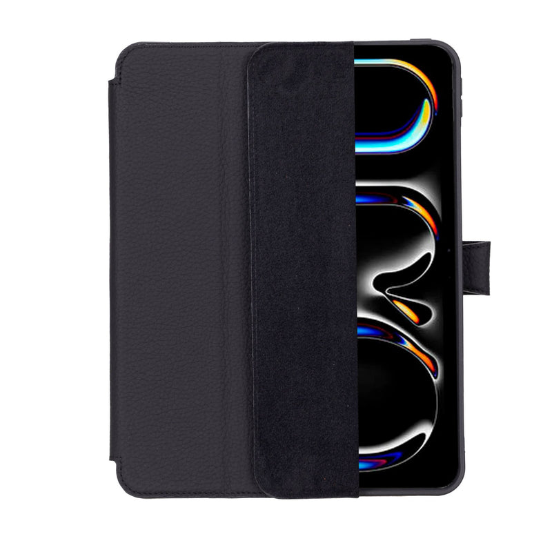 Trigon Leather Folio Case - iPad Pro 11" (2025 - M5), Pebble Black - BlackBrook Case