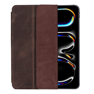 Trigon Leather Folio iPad Mini(A17 Pro - 2024), Distressed Coffee - BlackBrook Case