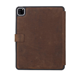 Trigon Leather Folio iPad Pro 12.9" (5th & 6th Gen), Distressed Coffee - BlackBrook Case