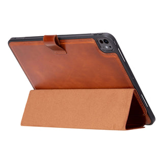 Trigon Leather Folio iPad Pro 13" (2024 - M4), Burnished Tan - BlackBrook Case