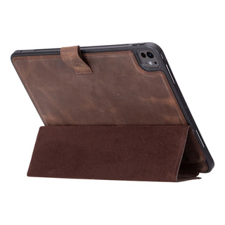 Trigon Leather Folio iPad Pro 13" (2024 - M4), Distressed Coffee - BlackBrook Case