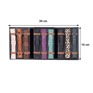Triple Watch Band Leather Organizer, Black - UnBranded
