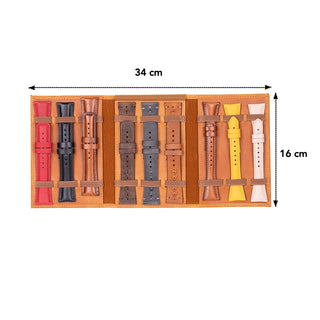 Triple Watch Band Leather Organizer, Golden Brown - UnBranded