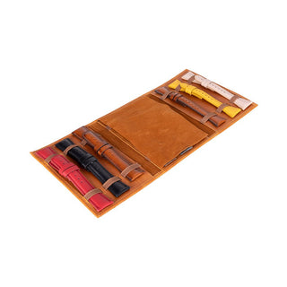 Triple Watch Band Leather Organizer, Golden Brown - UnBranded