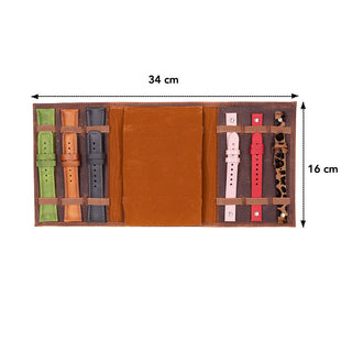 Triple Watch Band Leather Organizer, Saddle Brown - UnBranded