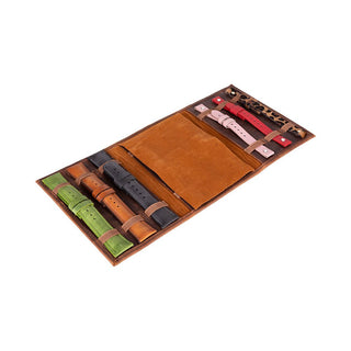 Triple Watch Band Leather Organizer, Saddle Brown - UnBranded