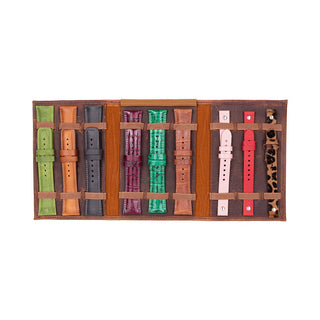 Triple Watch Band Leather Organizer, Saddle Brown - UnBranded