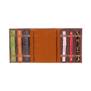 Triple Watch Band Leather Organizer, Saddle Brown - UnBranded