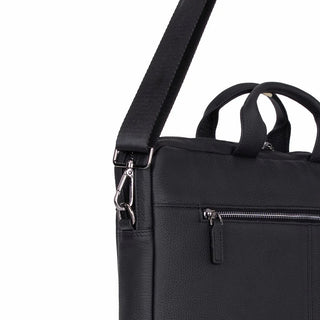 Truro Leather Business Briefcase / Laptop Case 14" with Suitcase, Black - BlackBrook Case