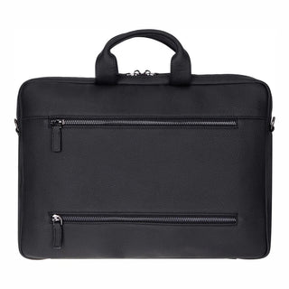 Truro Leather Business Briefcase / Laptop Case 14" with Suitcase, Black - BlackBrook Case