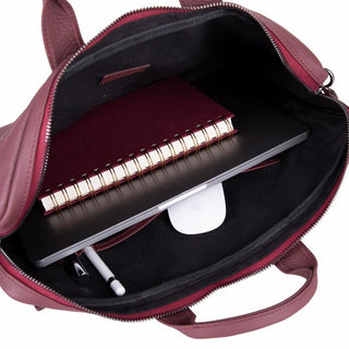 Truro Leather Business Briefcase / Laptop Case 14" with Suitcase, Bordeaux - BlackBrook Case