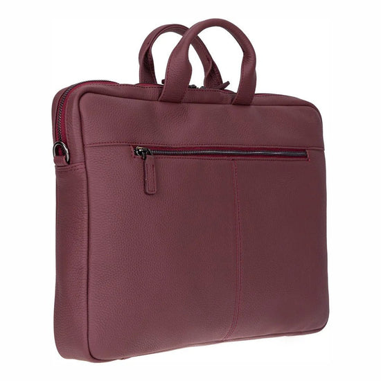 Truro Full-Grain Leather Business Briefcase and Laptop Case 14-inch with Suitcase in Bordeaux.
