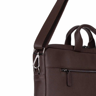 Truro Leather Business Briefcase / Laptop Case 14" with Suitcase, Brown - BlackBrook Case