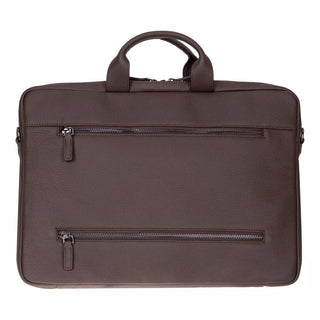 Truro Leather Business Briefcase / Laptop Case 14" with Suitcase, Brown - BlackBrook Case