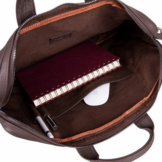 Truro Leather Business Briefcase / Laptop Case 14" with Suitcase, Brown - BlackBrook Case