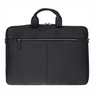 Truro Leather Business Briefcase / Laptop Case 16" with Suitcase, Black - BlackBrook Case
