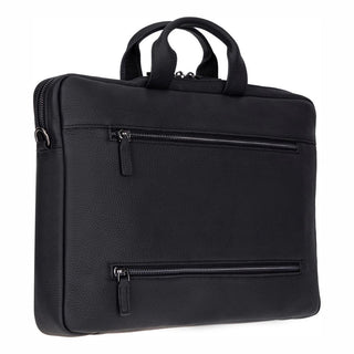 Truro Leather Business Briefcase / Laptop Case 16" with Suitcase, Black - BlackBrook Case