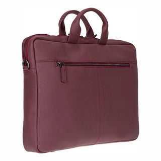 Truro Leather Business Briefcase / Laptop Case 16" with Suitcase, Bordeaux - BlackBrook Case