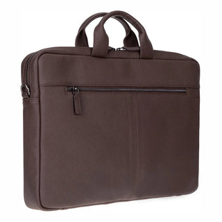 Truro Leather Business Briefcase / Laptop Case 16" with Suitcase, Brown - BlackBrook Case