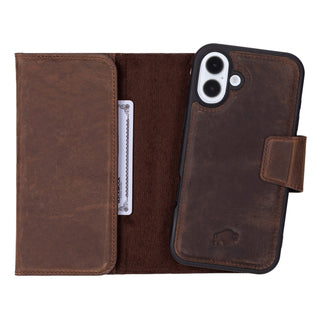 Tudor iPhone 16 Plus Wallet Case, Distressed Coffee - BlackBrook Case