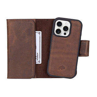 Tudor iPhone 16 Pro Wallet Case, Distressed Coffee - BlackBrook Case