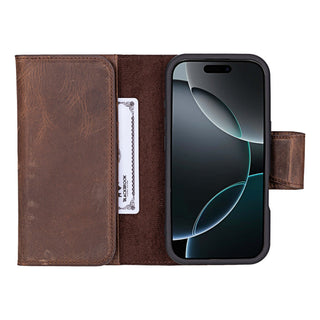 Tudor iPhone 16 Pro Wallet Case, Distressed Coffee - BlackBrook Case