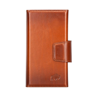 Tudor Tri-Fold Leather Wallet Case- Galaxy S23, Burnished Tan - BlackBrook Case