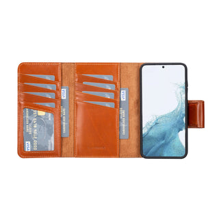Tudor Tri-Fold Leather Wallet Case- Galaxy S23, Burnished Tan - BlackBrook Case
