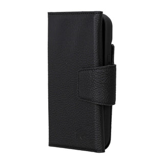 Tudor Tri-Fold Leather Wallet Case – iPhone 15, Pebble Black - BlackBrook Case