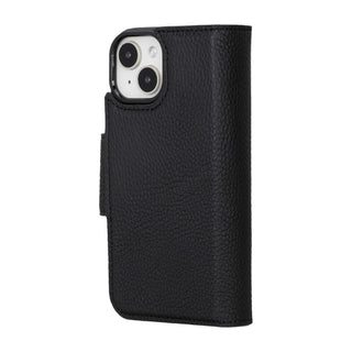 Tudor Tri-Fold Leather Wallet Case – iPhone 15, Pebble Black - BlackBrook Case