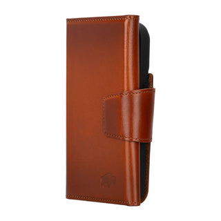 Tudor Tri - Fold Leather Wallet Case – iPhone 15 Pro, Burnished Tan - BlackBrook Case