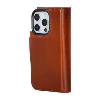 Tudor Tri - Fold Leather Wallet Case – iPhone 15 Pro, Burnished Tan - BlackBrook Case