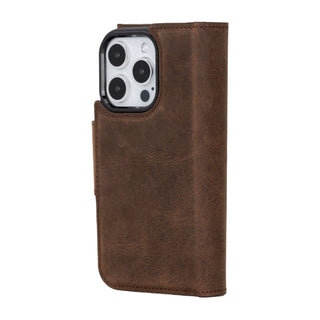 Tudor Tri - Fold Leather Wallet Case – iPhone 15 Pro, Distressed Coffee - BlackBrook Case