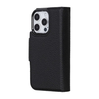 Tudor Tri - Fold Leather Wallet Case – iPhone 15 Pro, Pebble Black - BlackBrook Case